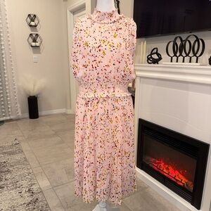 NWT Nanette Lepore Pink Multicolor Midi Dress Size 12